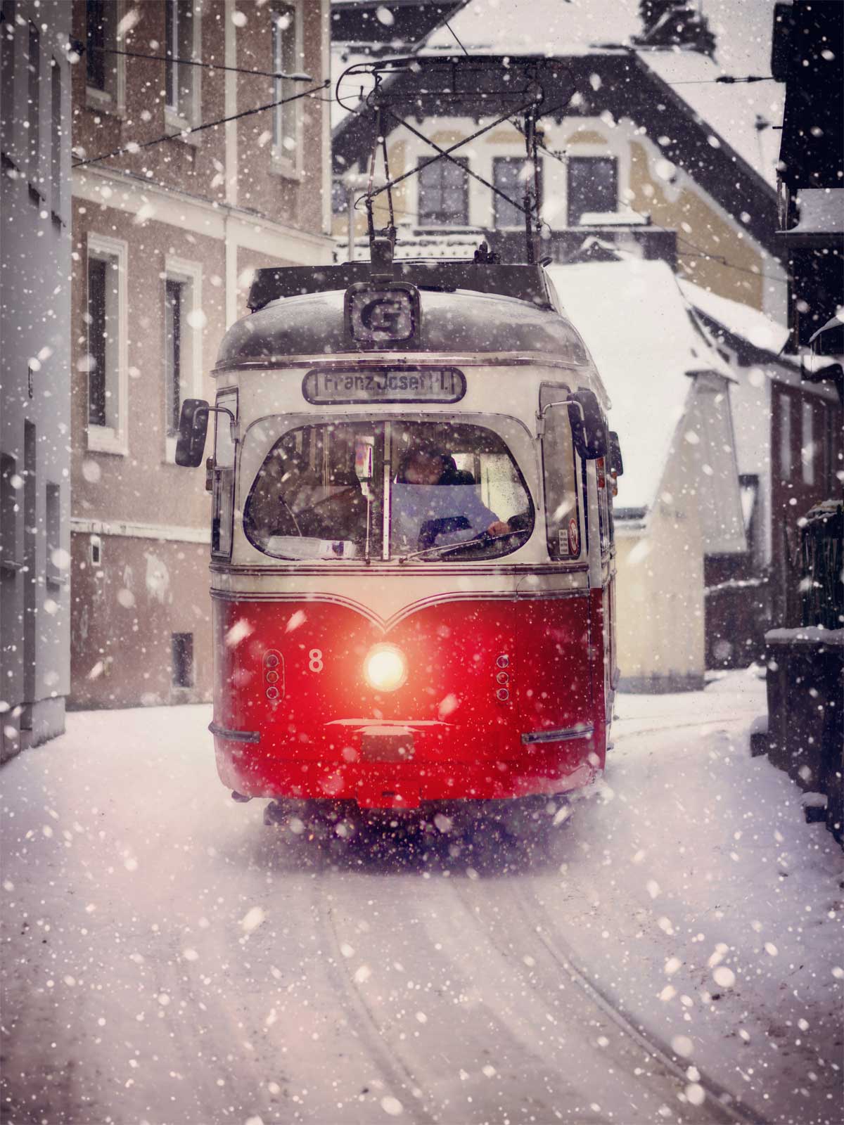 tram in the snow